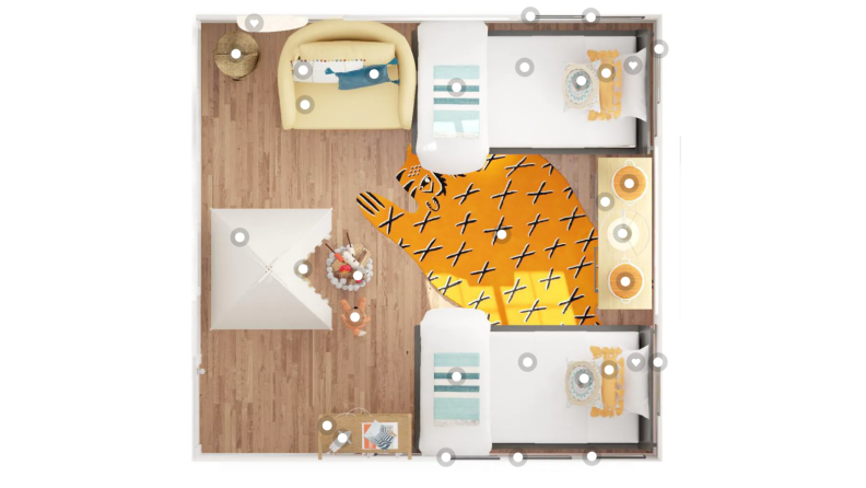 A screenshot of a Modsy room layout