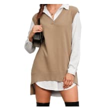 Product image of Wool-Blend High-Low V-Neck Tunic Vest