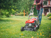 mowing lawn