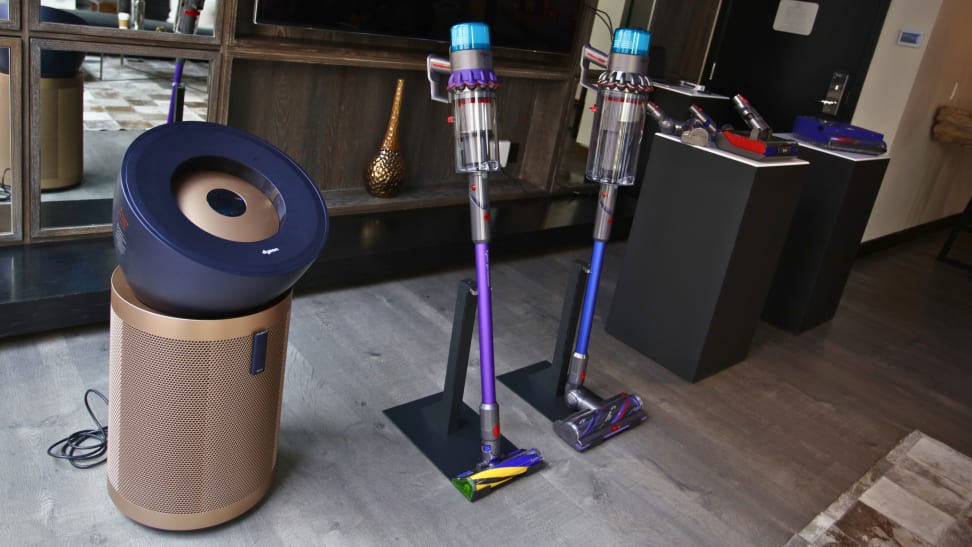 A new Dyson air purifier and several new vacuums on display at the Dyson New York event