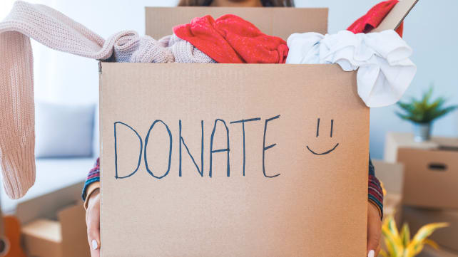 Donation box with clothes