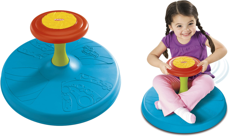 PlaySkool's Sit 'n Spin toy lets kids spin as much as they want without falling down.