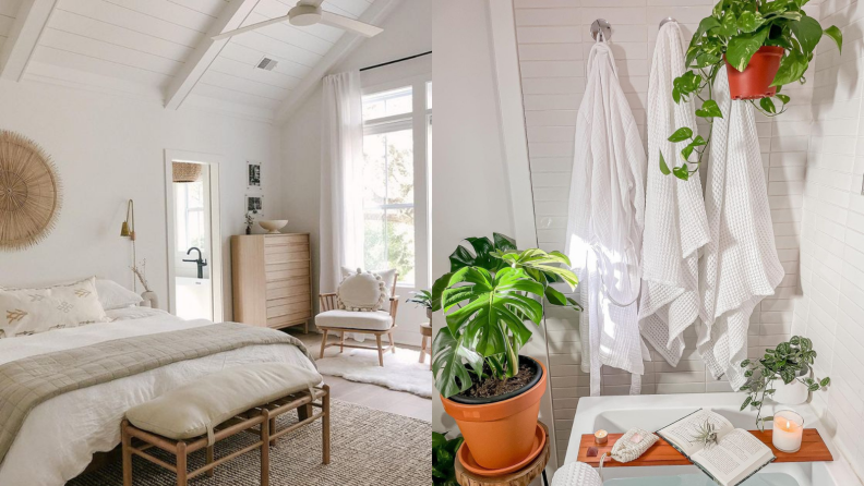 Cozy bedroom and bathroom.