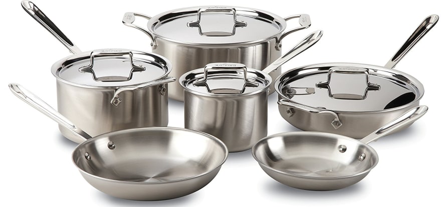 Product Image - All-Clad BD005710-R D5 Stainless Steel 10-Piece Cookware Set