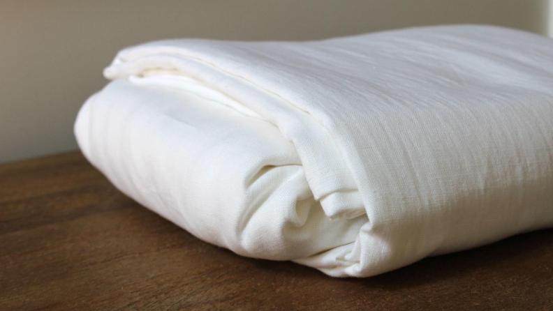 A set of folded linen sheets from MagicLinen