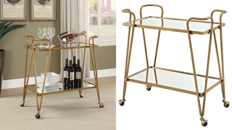 Gold Mid-Century Bar Cart