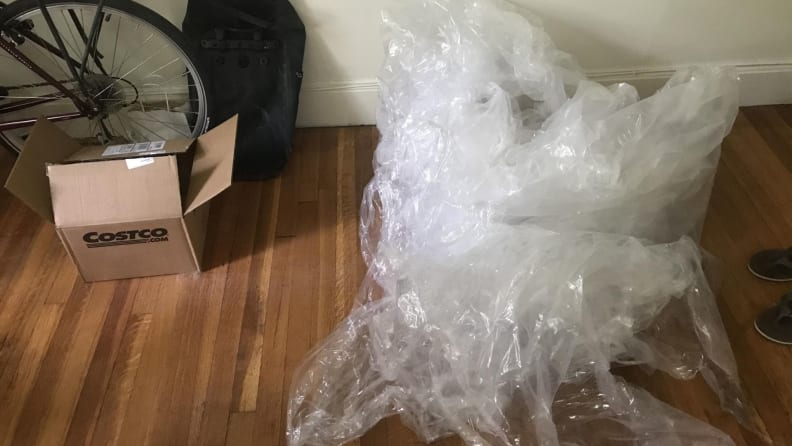 plastic wrapping left from opening the Tempur-Cloud