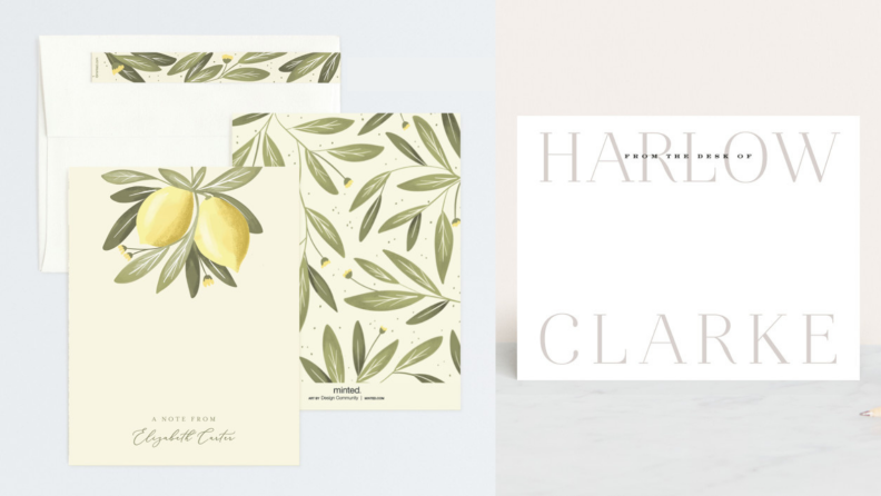 minted stationary with lemons