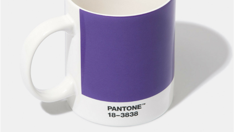 A purple coffee mug