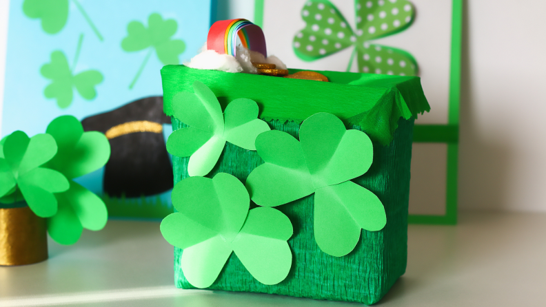 A green, shamrock-colored leprechaun trap