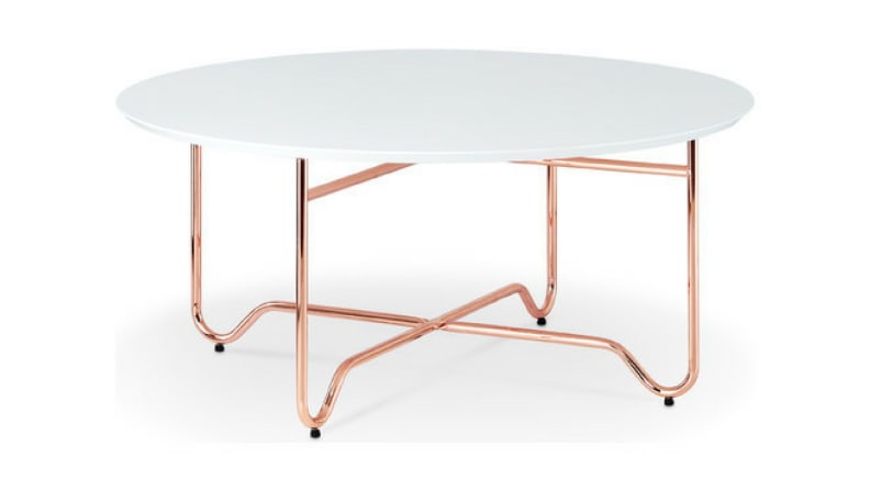 Canty Coffee Table, White and Rose Gold