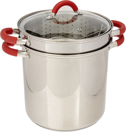 ROCKURWOK Stainless Steel Soup Pot Pasta Cooking Pot with Glass Lid Double Handle Stock Pot 5 Quart 
