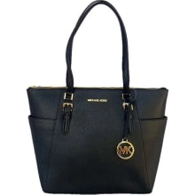 Product image of Michael Kors Charlotte Saffiano Leather Large Zip Top Bag in Black
