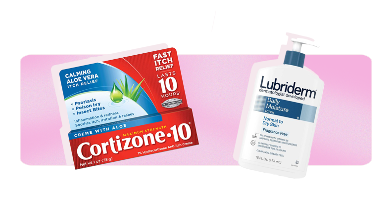 A pack of Cortizone and a bottle of lotion.