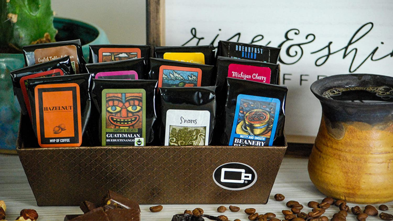 An assortment of coffee packages from Coffee Beanery.