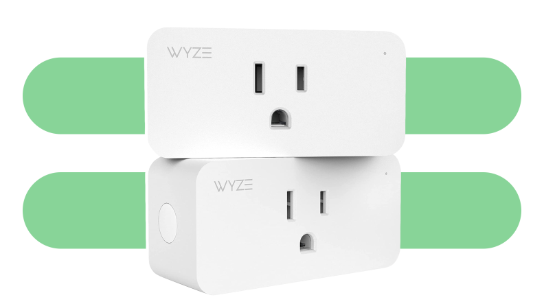 Two, white Wyze Plug stacked on top of each other.