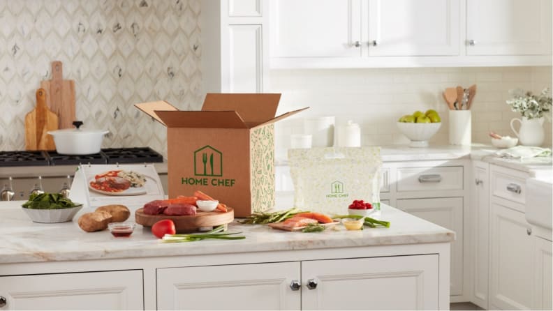 Home Chef box on kitchen table