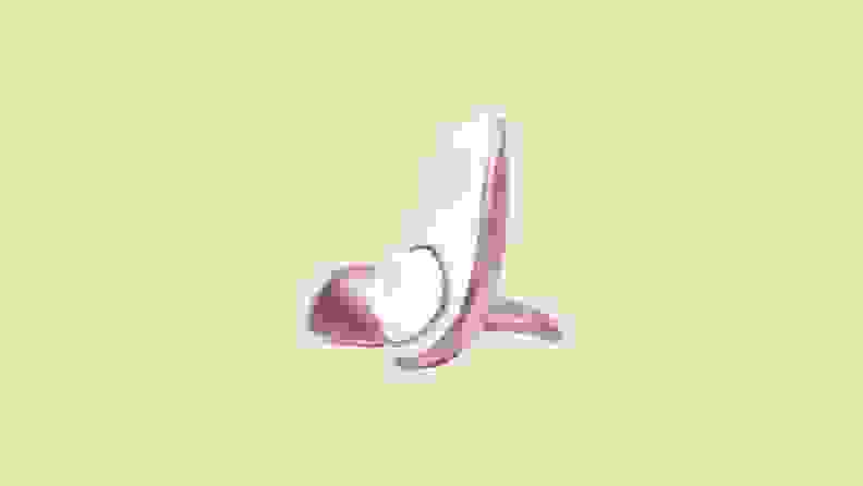 Lovehoney womanizer vibrator in white and pink.