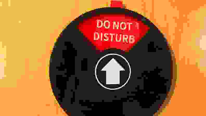 The Privacy Sign set to the red setting, "do not distrub."