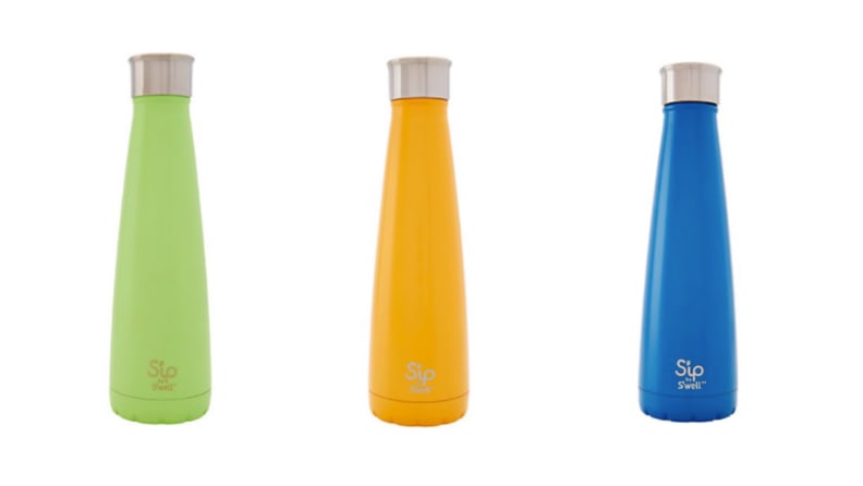 Stainless steel water bottle.