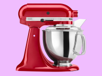 KitchenAid Tilt-head stand mixer on pink background