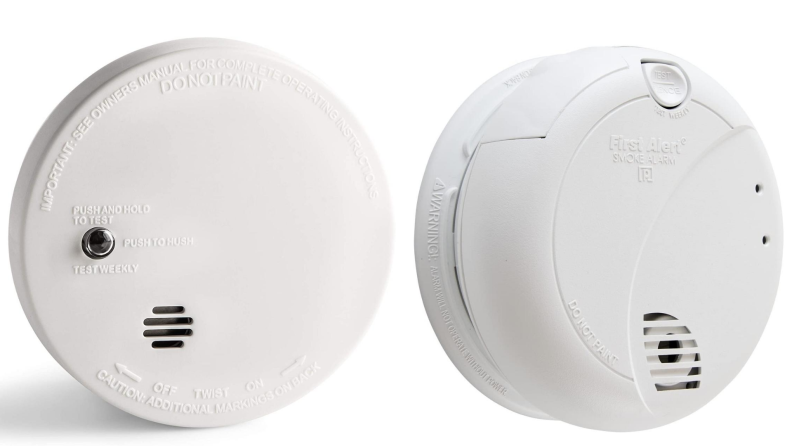 Two smoke detectors—a photoelectric smoke detector, and an ionization smoke detector