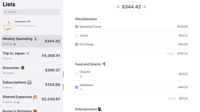 A screenshot of Spend Stack's main page, where you can see your lists of various budgets and expenses.