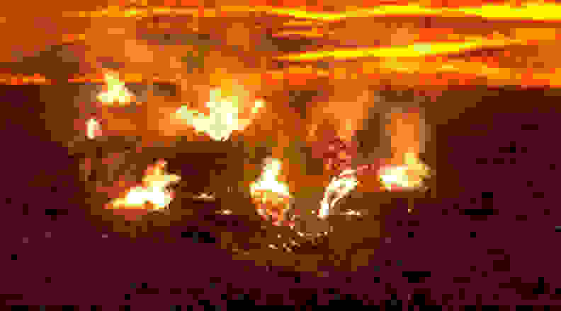 Star Wars Revenge of the Sith Anakin burning on Mustafar