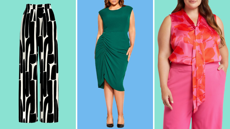 Collage of three articles of plus size clothing sold online at Nordstrom.