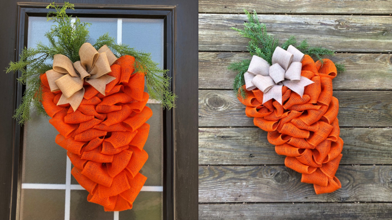 Carrot wreath hanging on a door