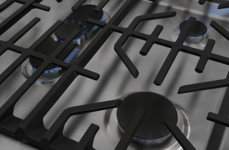 rangetop with gas burners turned on