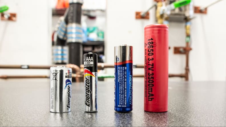 Lineup of four batteries.
