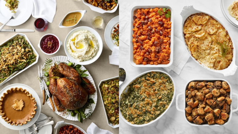 The complete Thanksgiving dinner comes with a turkey, sides, and a dessert.
