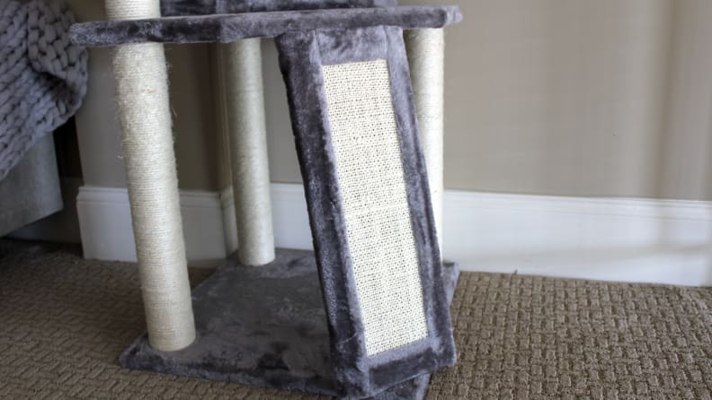 Nugget loves to sink his claws into these scratching posts.