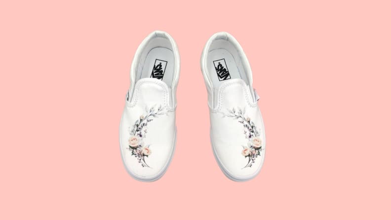 Flower Wreath Slip Ons - Custom Vans Shoes