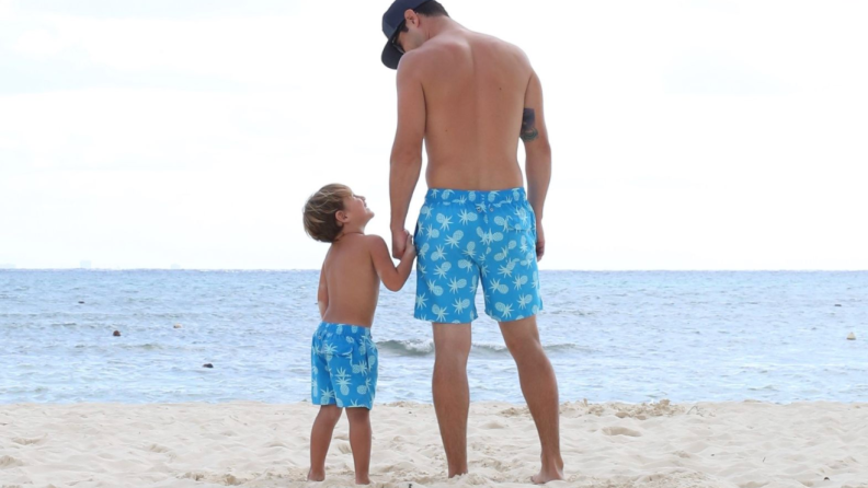 Get the boys in your life a matching set of swim trunks for summer.