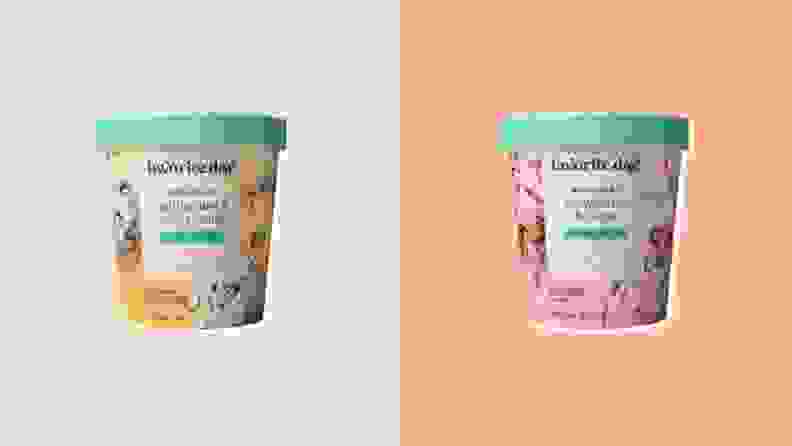 Two pints of dairy free ice cream from Favorite Day side by side.