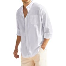 Product image of Cotton Linen Beach Button Down Shirt with Pocket