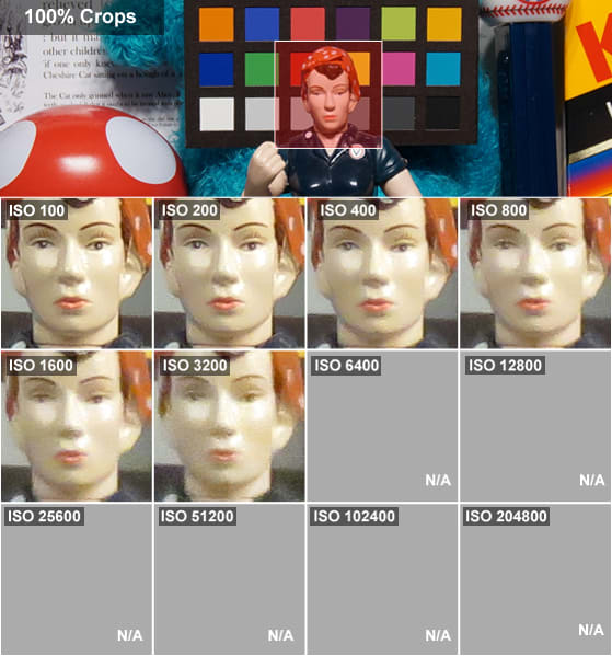 By ISO 800, image quality has already begun to take a sharp turn downward.