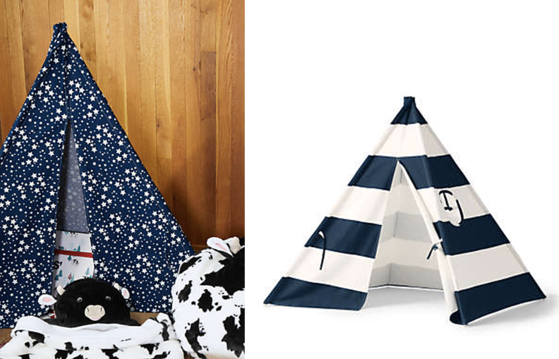 Two images of patterned kids tent