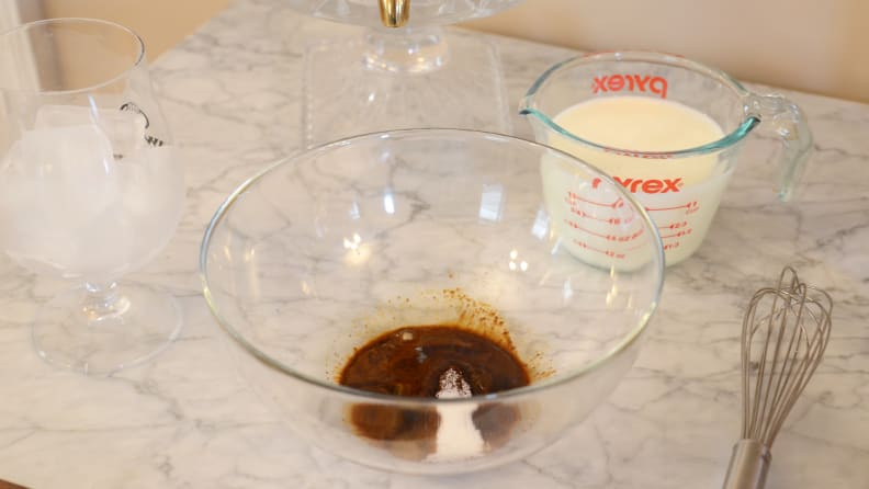 Dalgona whipped coffee only requires three ingredients.