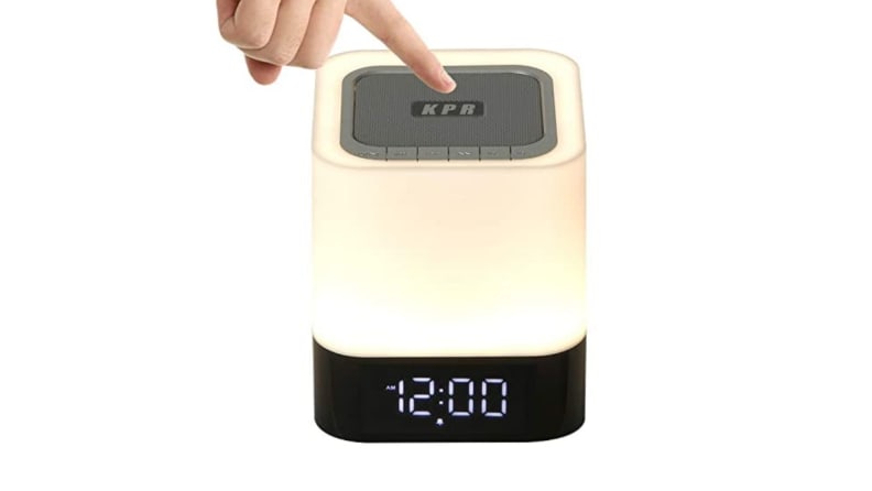 A Bluetooth speaker, a nightlight, and an alarm clock all in one.