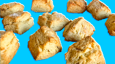 Biscuits on a blue background