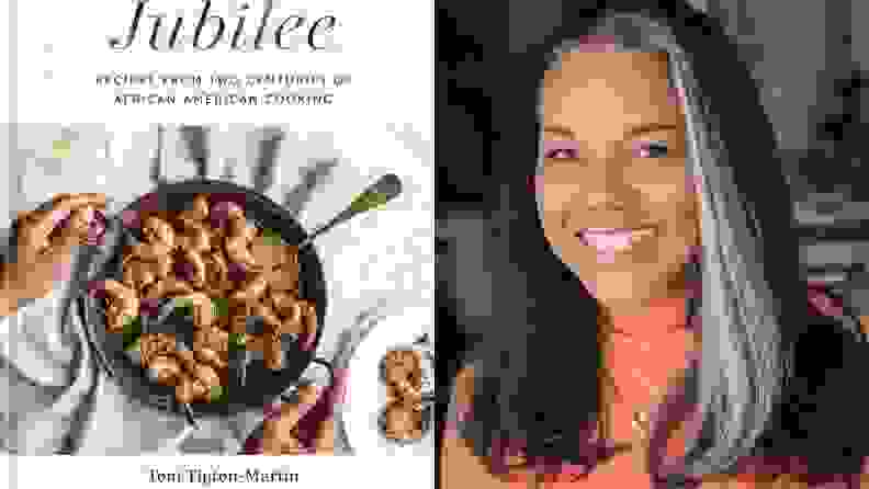 On left, Jubilee cookbook cover. On right, photo of Toni Tipton-Martin.