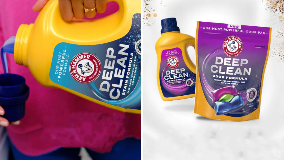 Stain and odor Arm & Hammer liquid laundry detergent and Power Paks