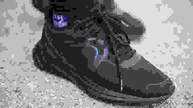A close-up of the Lululemon blissfeel running shoe in black