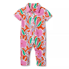 Product image of Baby Short Sleeve Flower Groove Red Jumpsuit