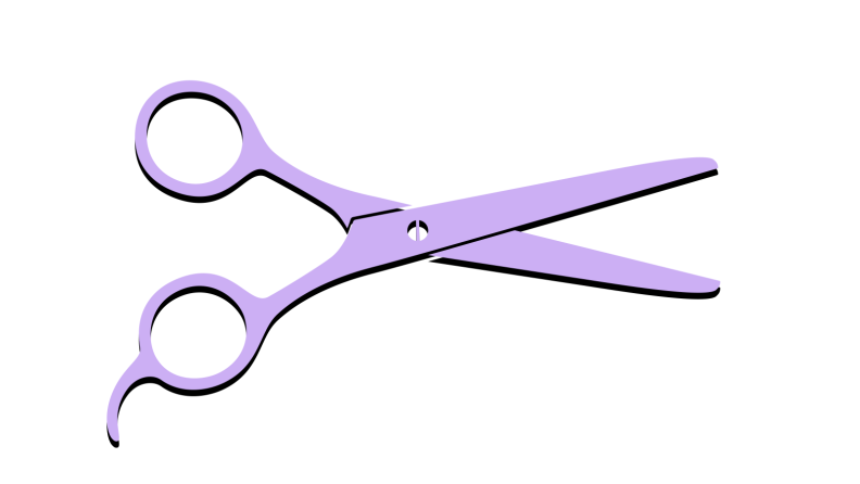 Graphic of handheld scissors that represent trimming your pubic hairs before shaving.