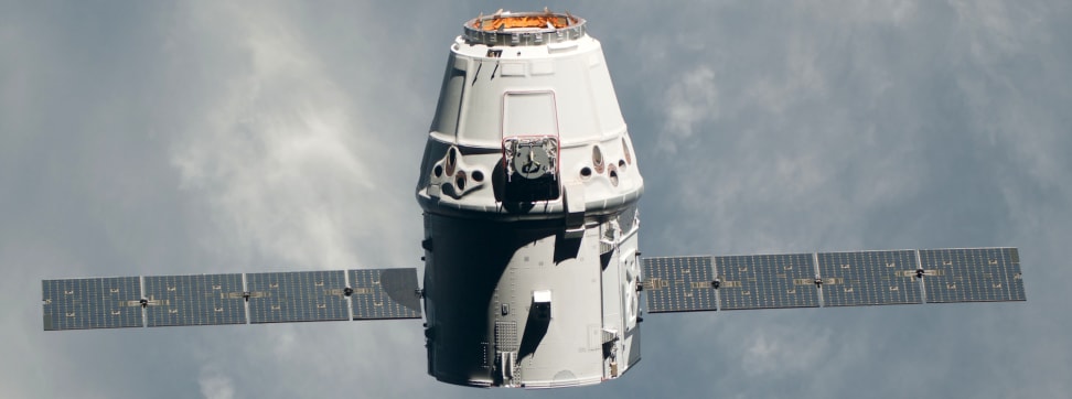 The SpaceX Dragon spacecraft approaching the ISS.