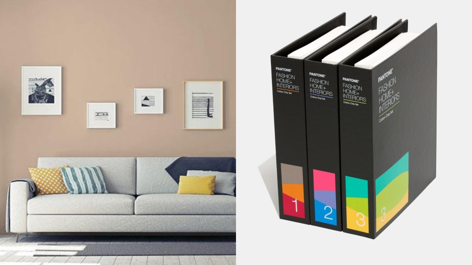 PPG's color of the year Transcend PPG1079-4 and Pantone's 2021 Fashion, Home & Interiors cotton chip set